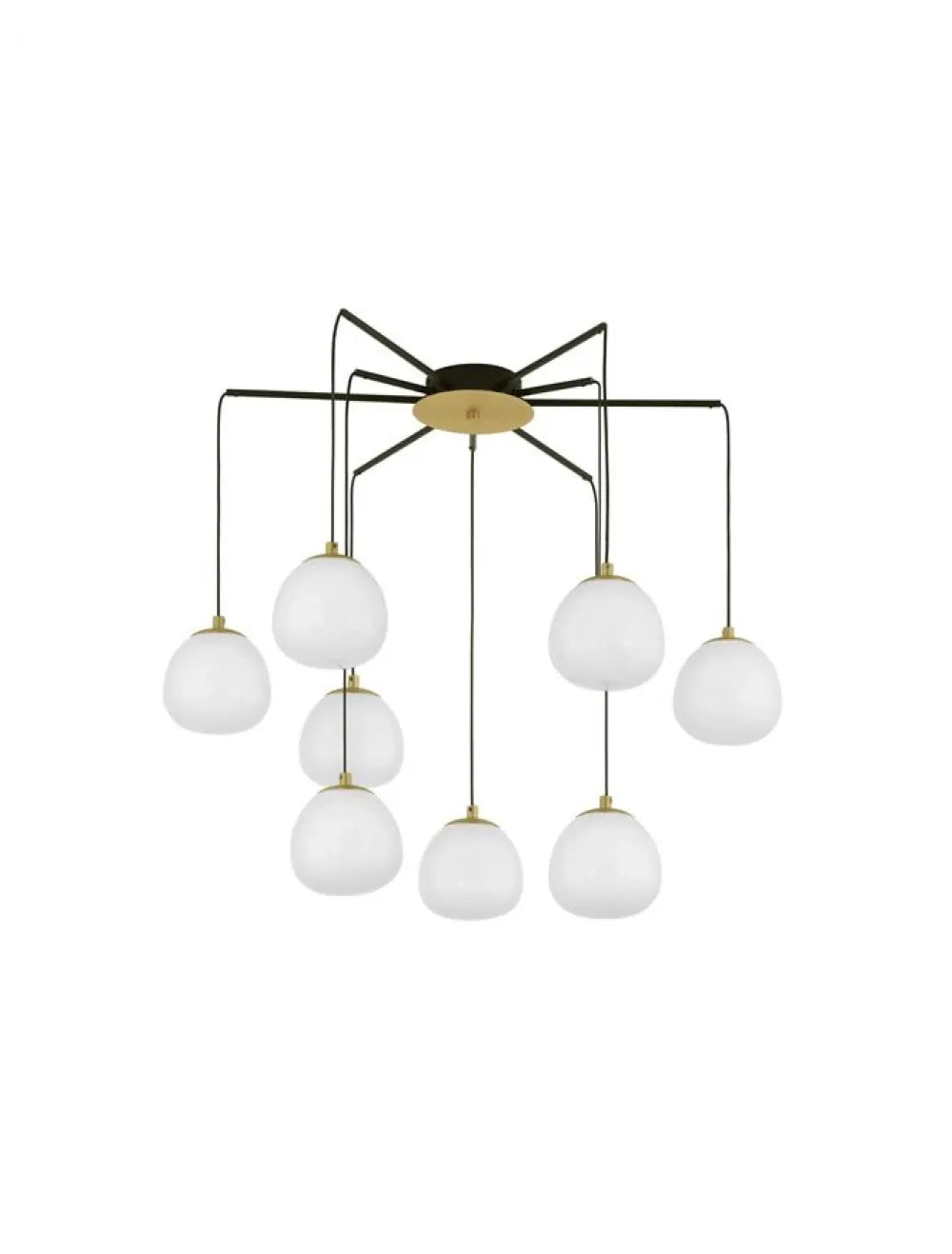 Lustra structura din Metal Negru/Auriu si abajur din Sticla Alb H70xL75cm IP20 THE EGG