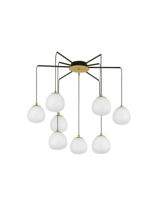 Lustra structura din Metal Negru/Auriu si abajur din Sticla Alb H70xL75cm IP20 THE EGG