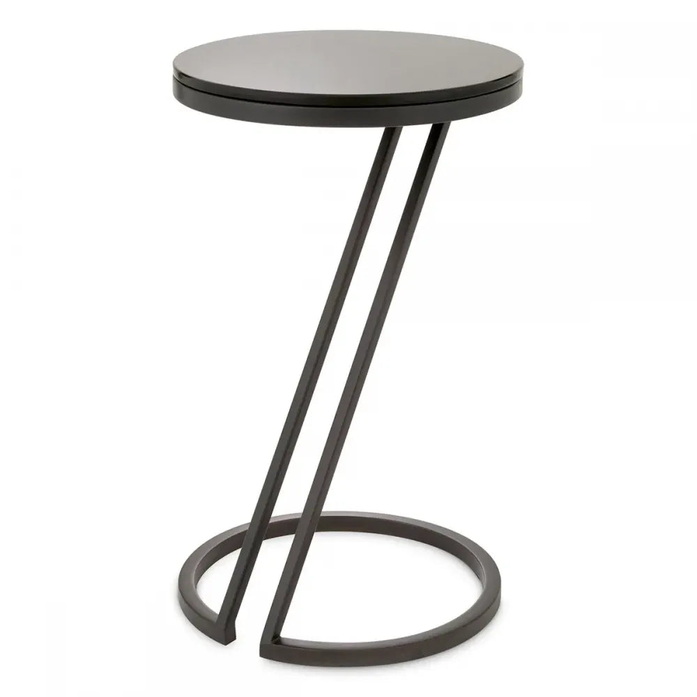 Masuta laterala Rotunda din Otel inoxidabil Negru si Sticla Negru D36xH60cm Falcone Eichholtz