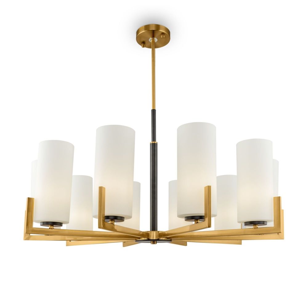 Candelabru rotund cu inaltime reglabila din Sticla Alb cu 10 becuri D86xH77cm Fortano