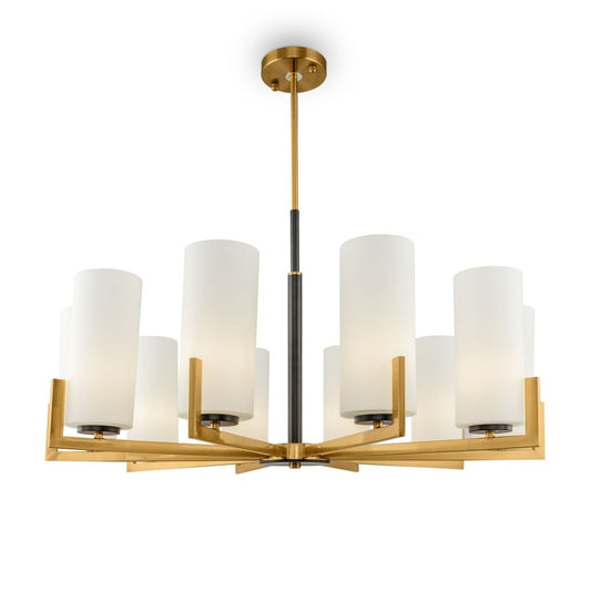Candelabru rotund cu inaltime reglabila din Sticla Alb cu 10 becuri D86xH77cm Fortano
