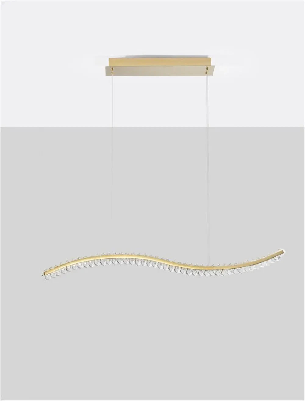 Lustra structura din Metal Auriu si abajur din Cristal Transparent H150xL100cm IP20 43W 3351lm 3500k AURELIA