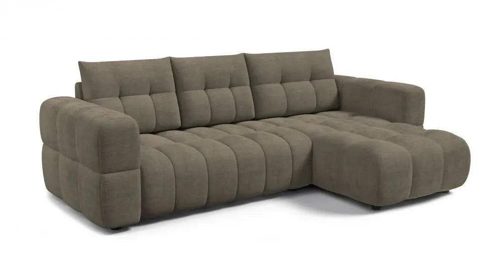 Coltar in forma de L tapitat cu material pet friendly Alias maro L264 x 160cm