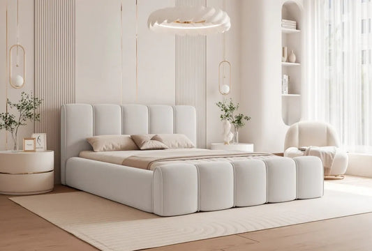Pat 180 x 200 tapitat cu Catifea Dream velvet Gri silver Nero