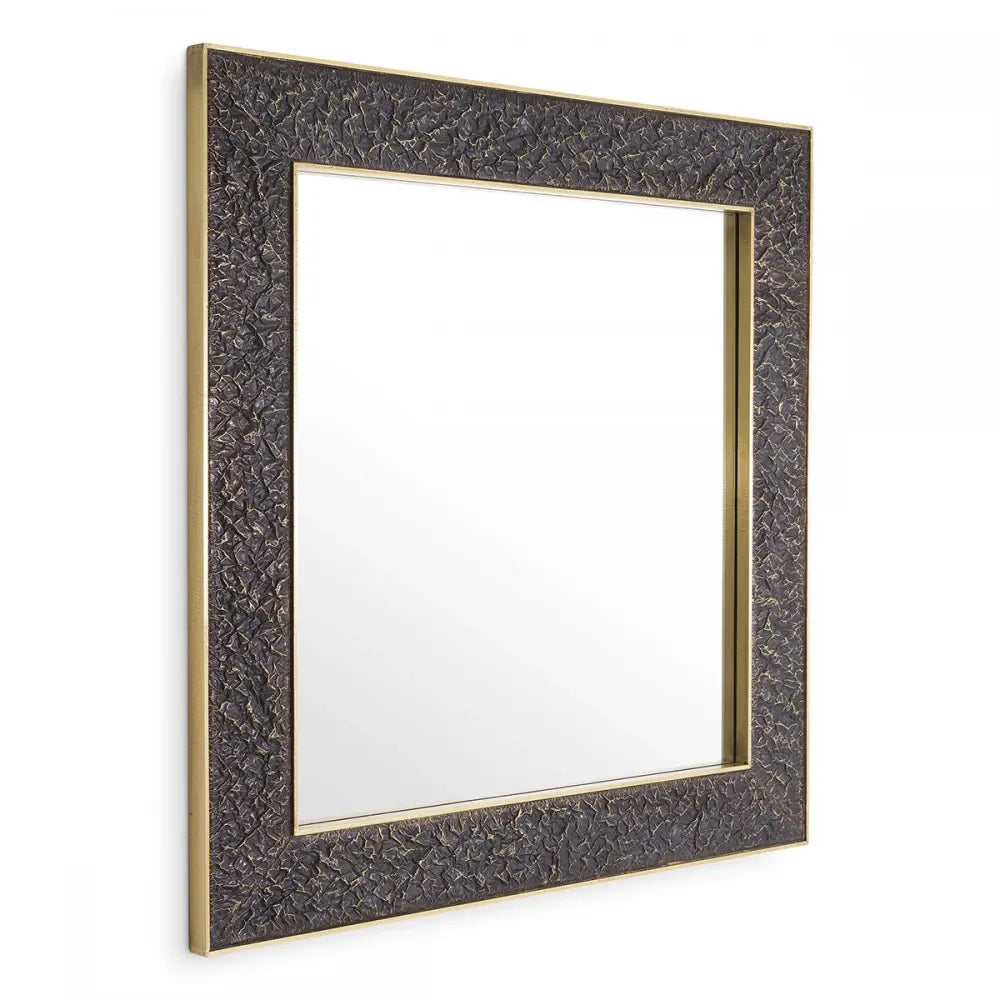 Oglinda cu rama din Metal/MDF Bronz/Alama L100xH100cm Risto square Eichholtz