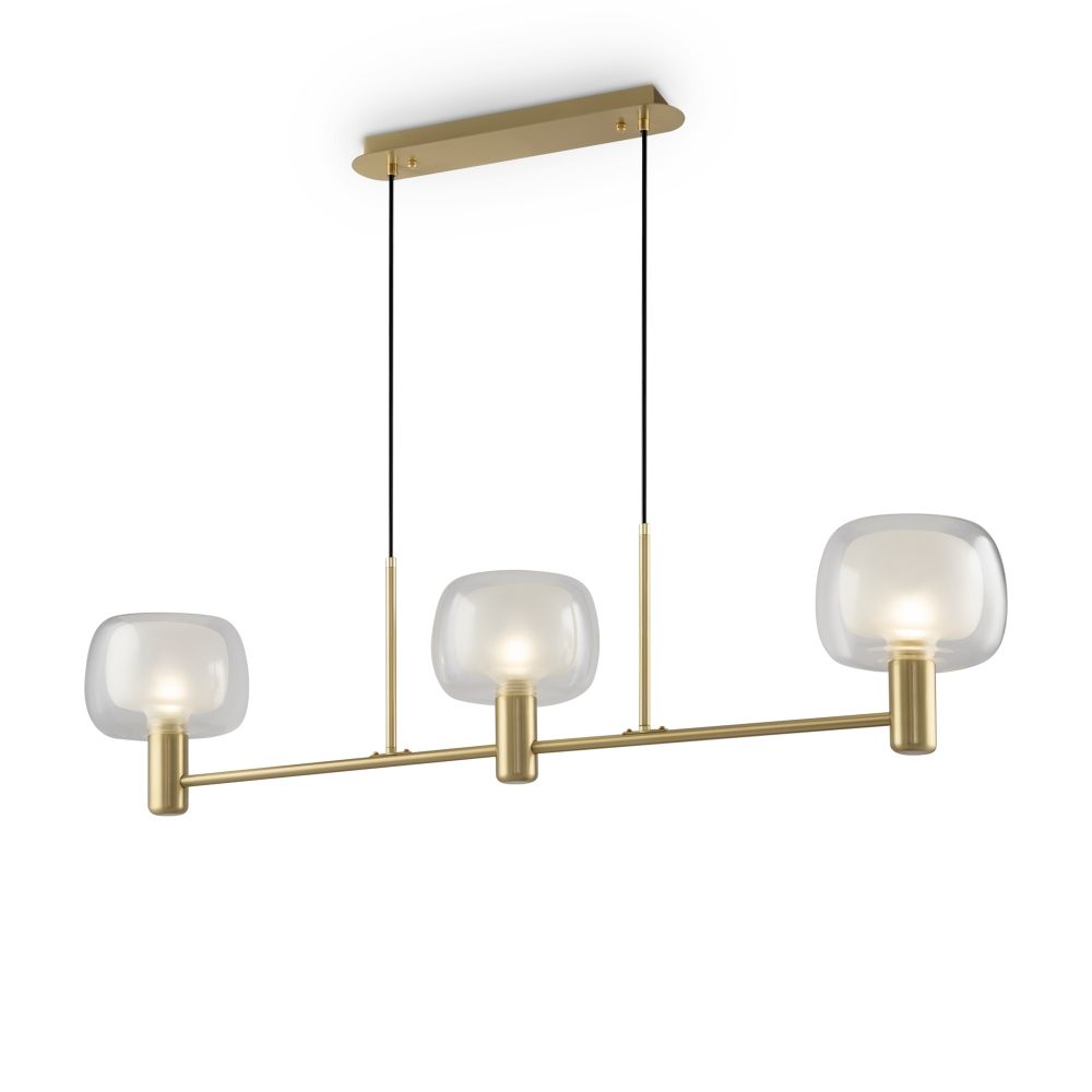 Lustra din Aluminiu si Sticla Auriu/Transparent cu 3 becuri E14 60W L104xH154cm Vision