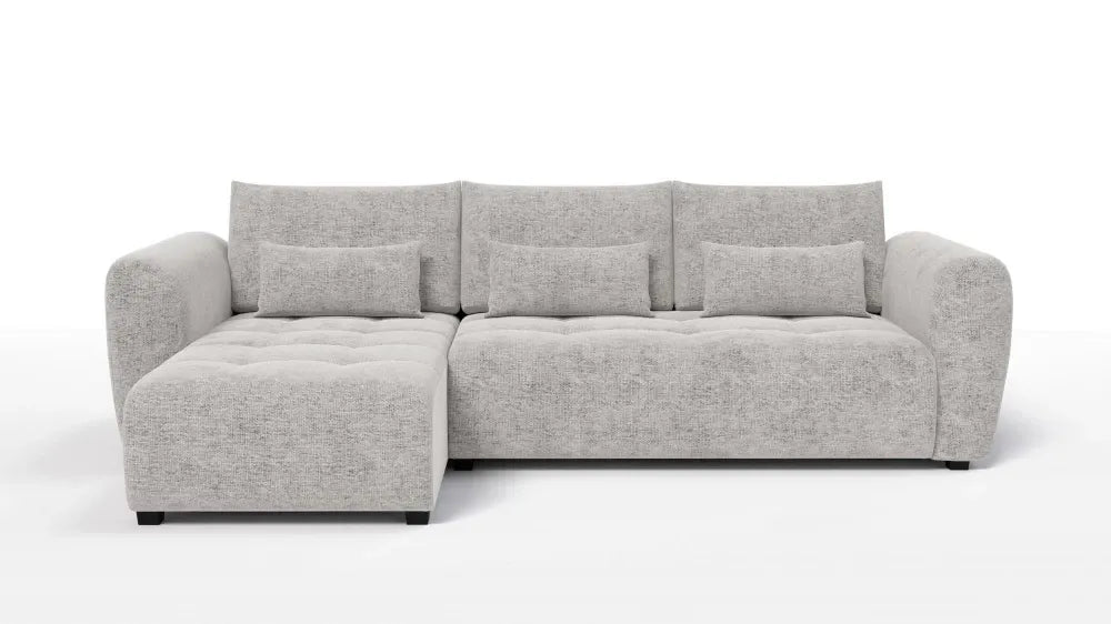 Coltar in forma de L tapitat cu Chenille Bej Sajma 15 L293x171cm Trezzo