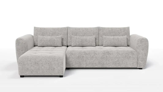 Coltar in forma de L tapitat cu Chenille Bej Sajma 15 L293x171cm Trezzo