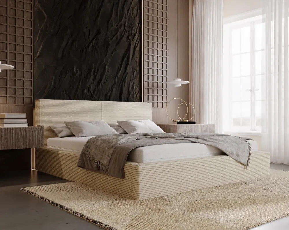Pat 200 x 200 tapitat cu Corduroy Poso Bej Noma