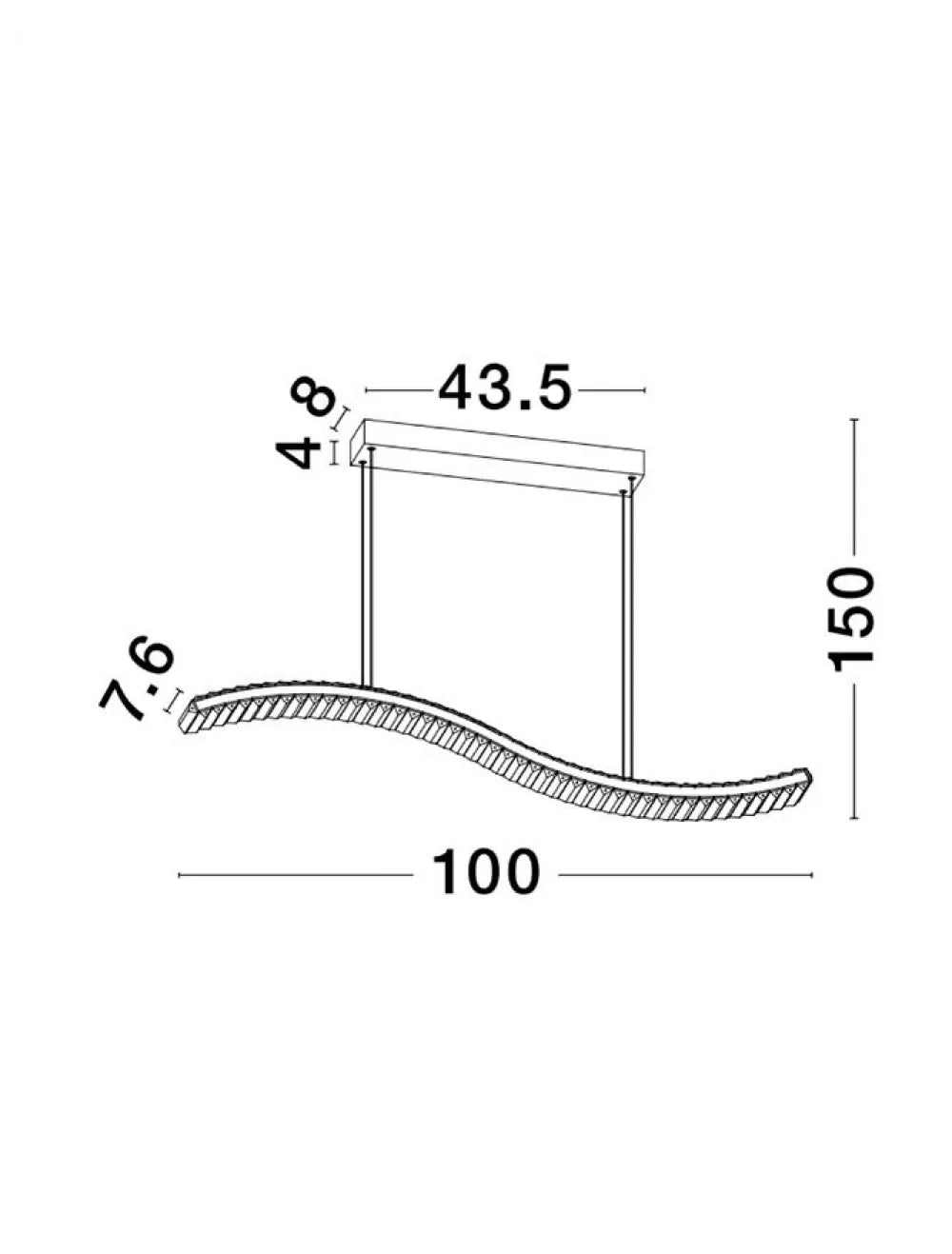 Lustra structura din Metal Argintiu si abajur din Cristal Transparent H150xL100cm IP20 43W 3351lm 3500k AURELIA