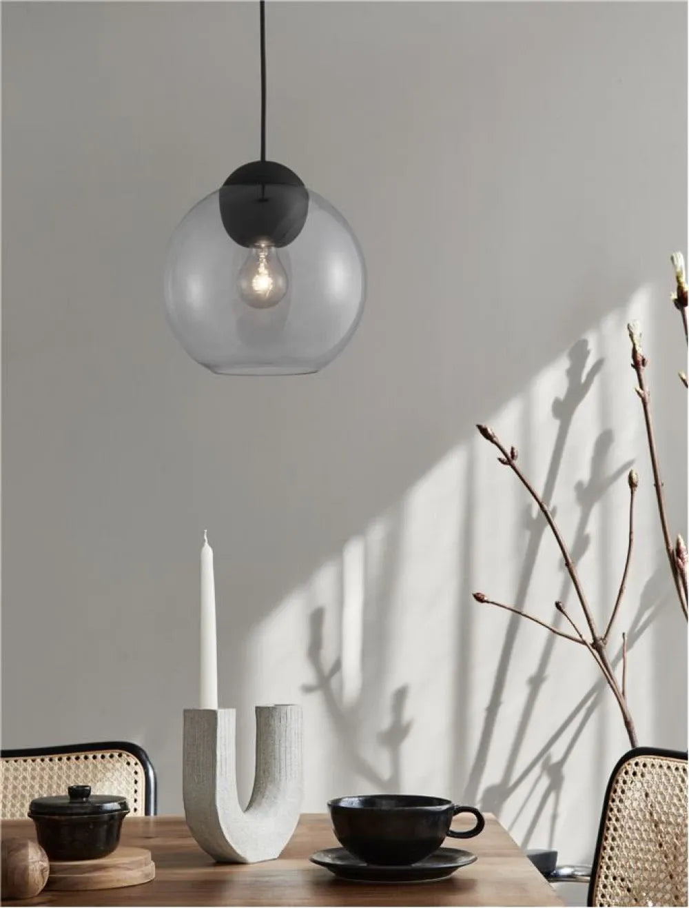 Pendul structura din Metal Negru si abajur din Sticla Fumuriu H182.5xL24cm IP20 MIDORI