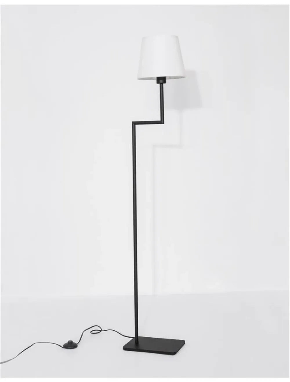 Lampa de podea structura din Aluminiu Negru si abajur din Textil Alb H150xL35cm IP20 SAVONA