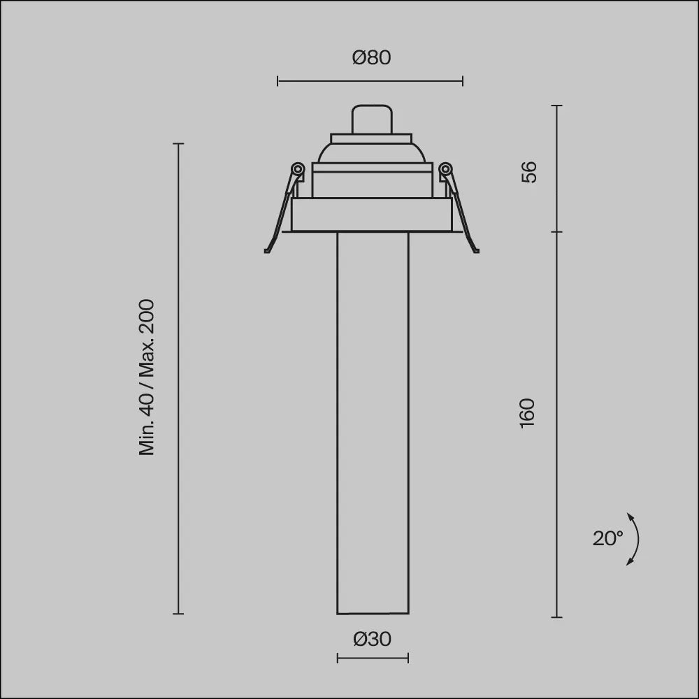 Spot incastrat din Aluminiu Negru H21.6xD3cm 7W 460lm 3000k Focus T