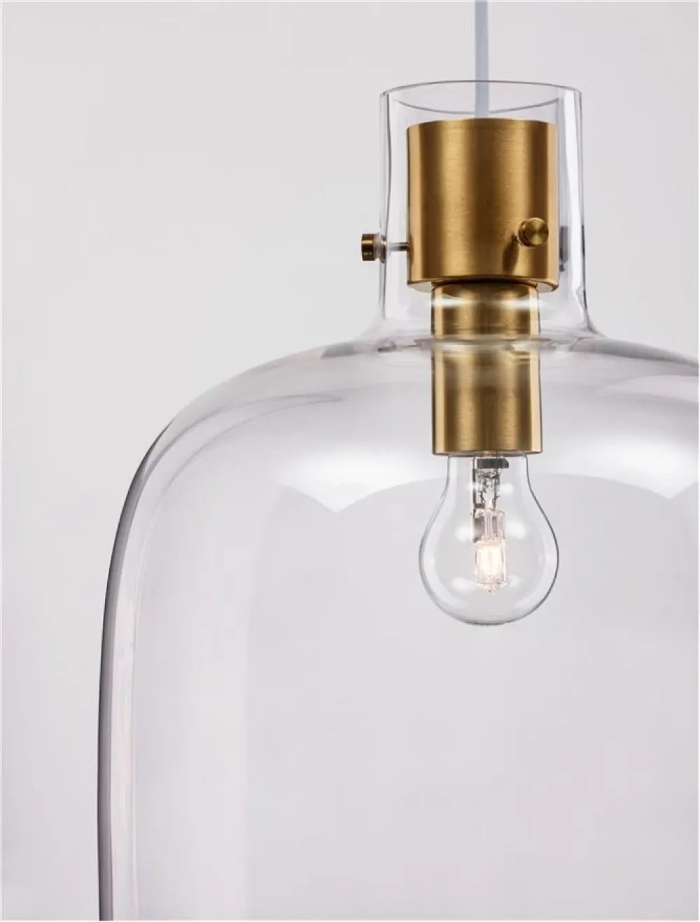 Pendul structura din Metal Alama si abajur din Sticla Transparent H198xL30cm IP20 CINZIA