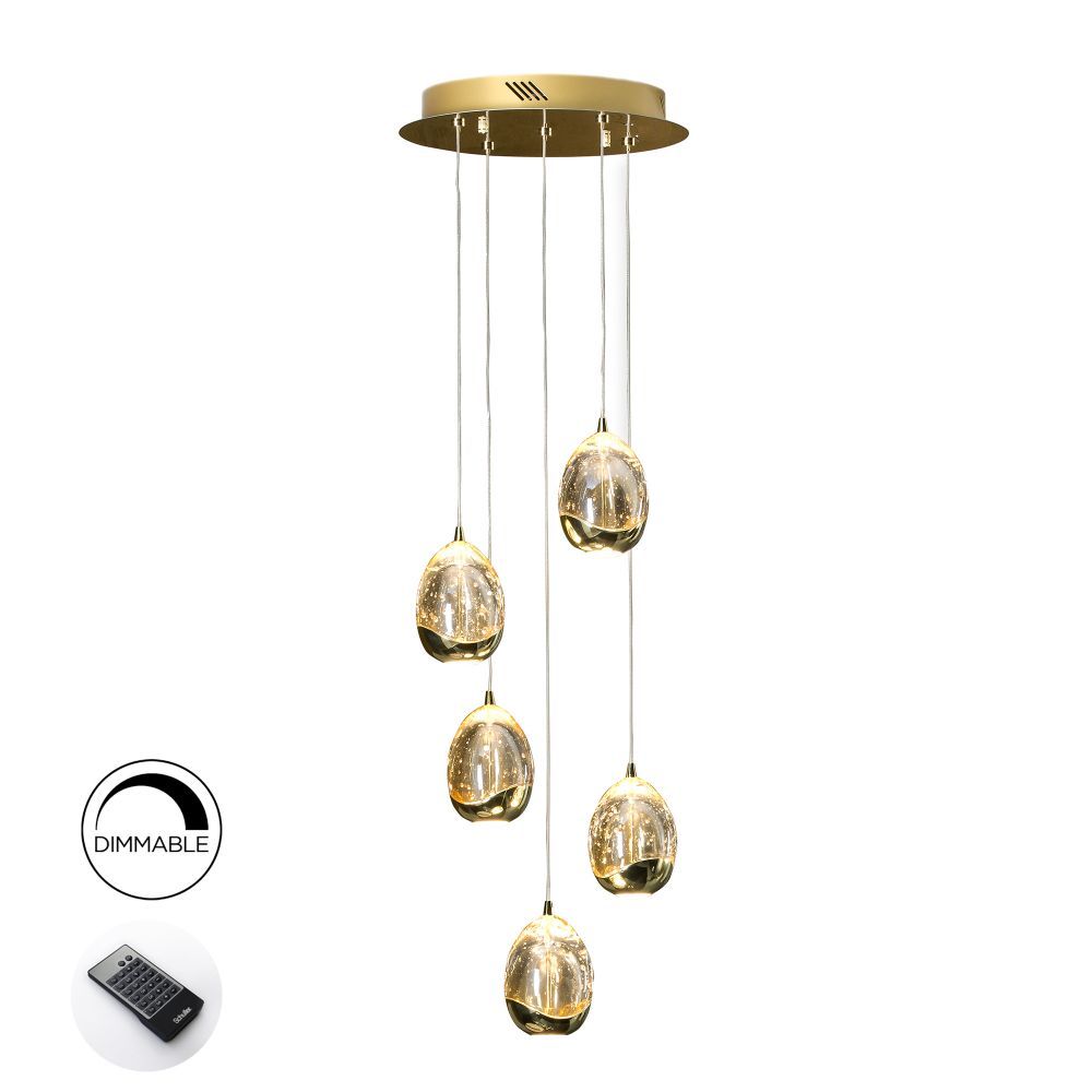 Lustra rotunda cu inaltime reglabila din Sticla Transparent cu LED D30xH150cm Rocio