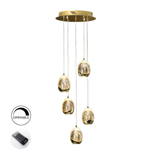 Lustra rotunda cu inaltime reglabila din Sticla Transparent cu LED D30xH150cm Rocio