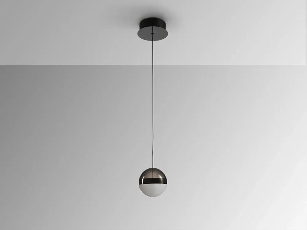 Pendul din Metal Negru si Policarbonat/Sticla Transparent/Fumuriu H160xD12cm Orbes