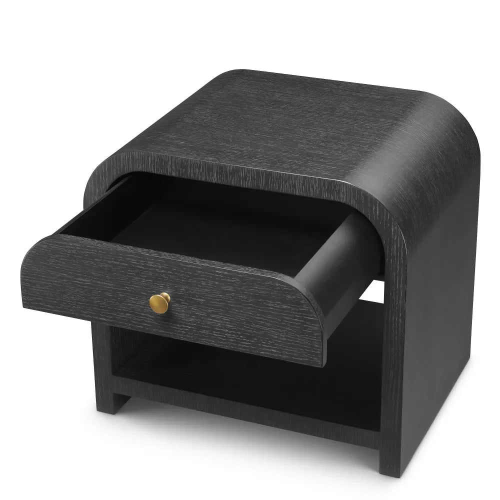Noptiera din Furnir de stejar Gri carbune L60xH55cm Rhodes Eichholtz