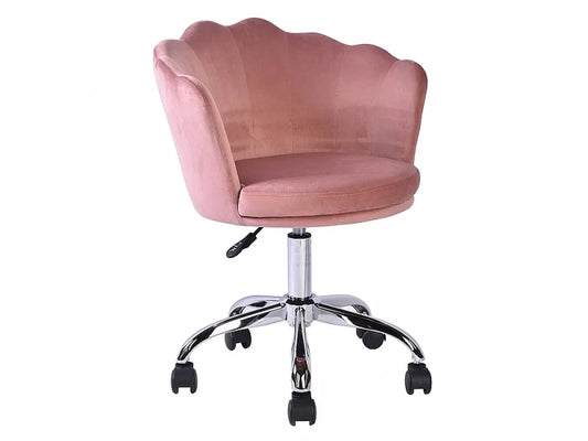Scaun de birou cu inaltime reglabila tapitat cu Catifea Roz cu picioare din Metal Argintiu H74-84xL56xA41cm Rose
