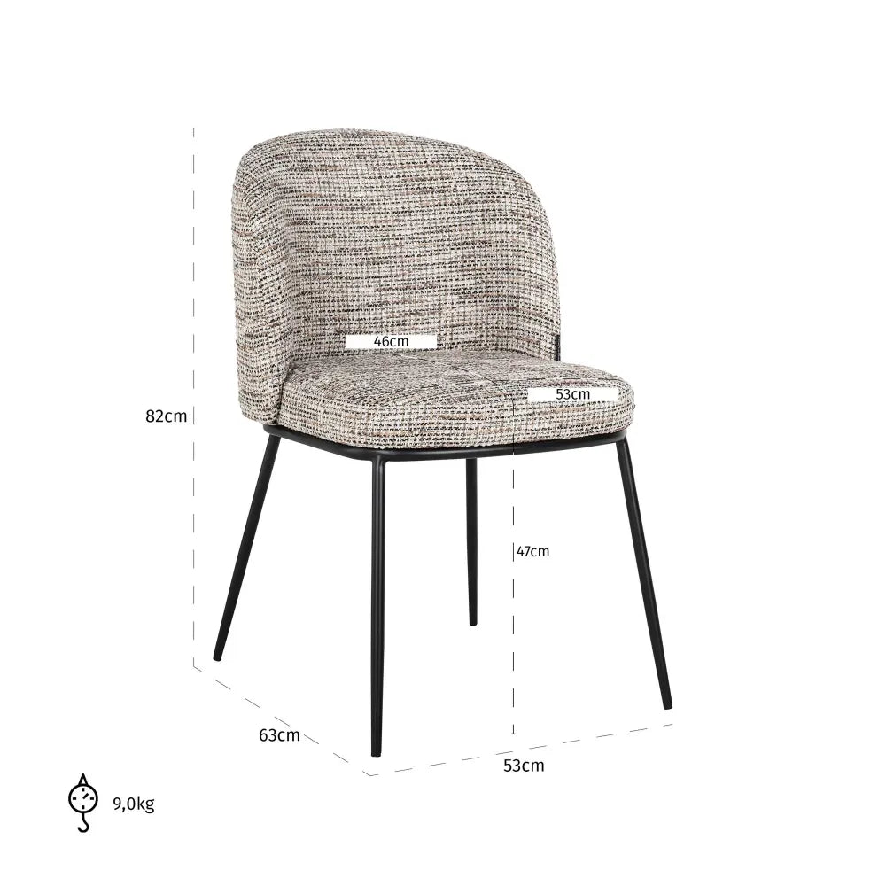 Scaun tapitat cu Stofa Bej cu picioare din Metal Negru H82xL53xA63cm Elvi Richmond Interiors