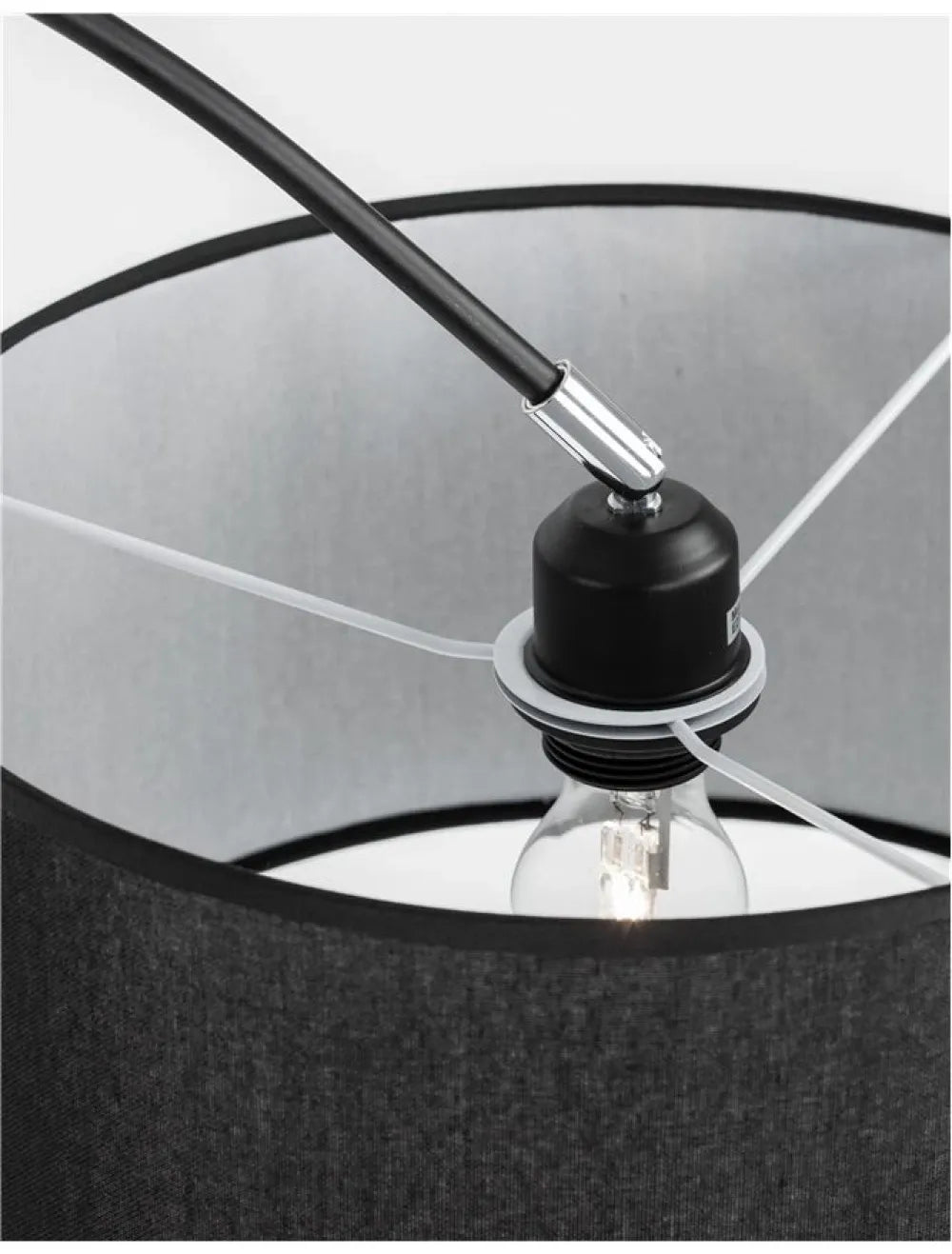 Lampa de podea structura din Aluminiu Negru si abajur din Textil Negru H180xL90cm IP20 SAMA