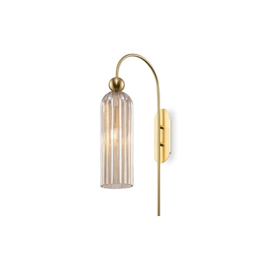 Aplica de perete Metal si Sticla Auriu/Crem D10xH54cm Antic
