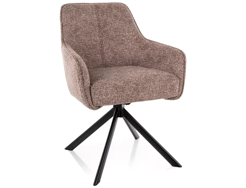 Scaun rotativ din Stofa Bej inchis si Metal Negru H83xL55xA62cm Notti