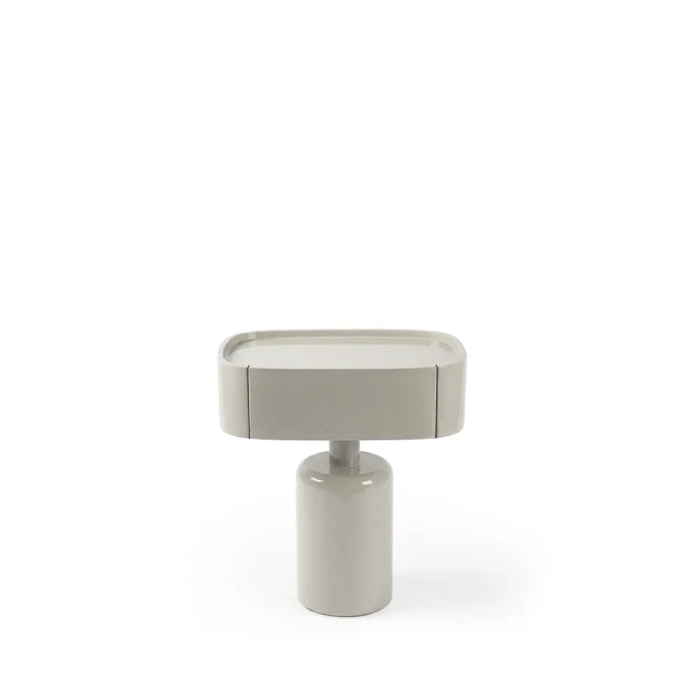 Noptiera cu colturi rotunjite si sertar Benja de culoare alb lucios L51xH52cm