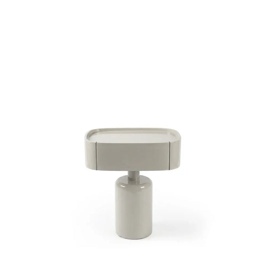 Noptiera cu colturi rotunjite si sertar Benja de culoare alb lucios L51xH52cm