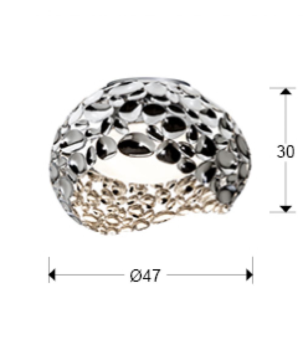 Plafoniera Rotunda din Metal Argintiu Narisa D47xH30cm