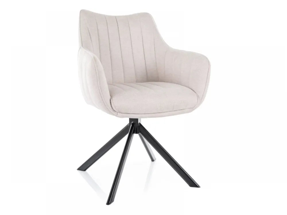 Scaun tapitat cu Stofa Brego 22 Bej deschis cu picioare din Metal Negru H86xL61xA44cm Azalia