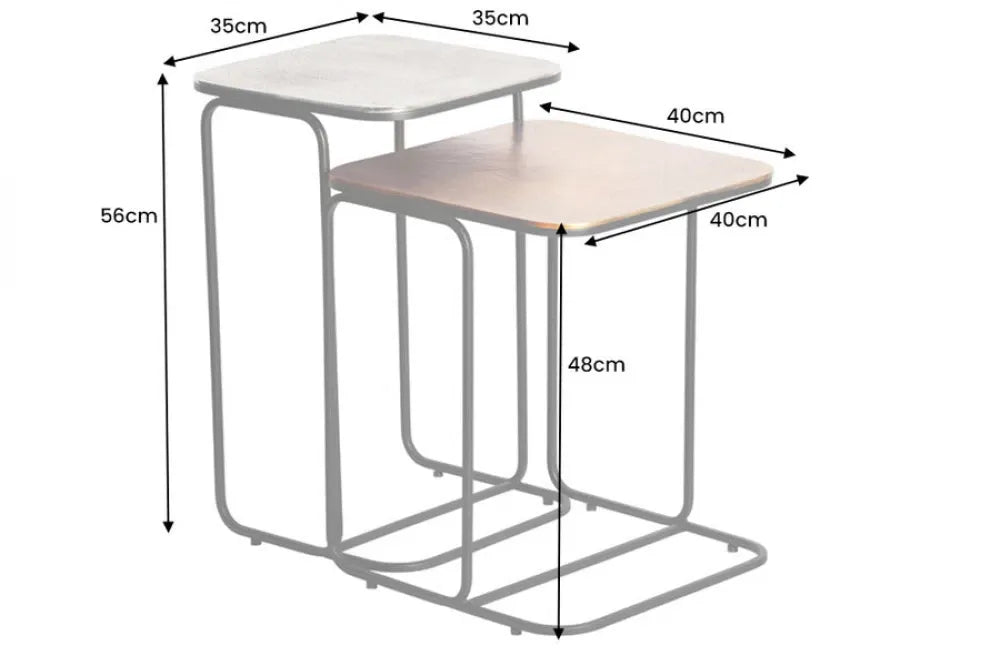 Set 2 masute laterale din Metal Negru/Auriu/argintiu L40xH48cm Abstract