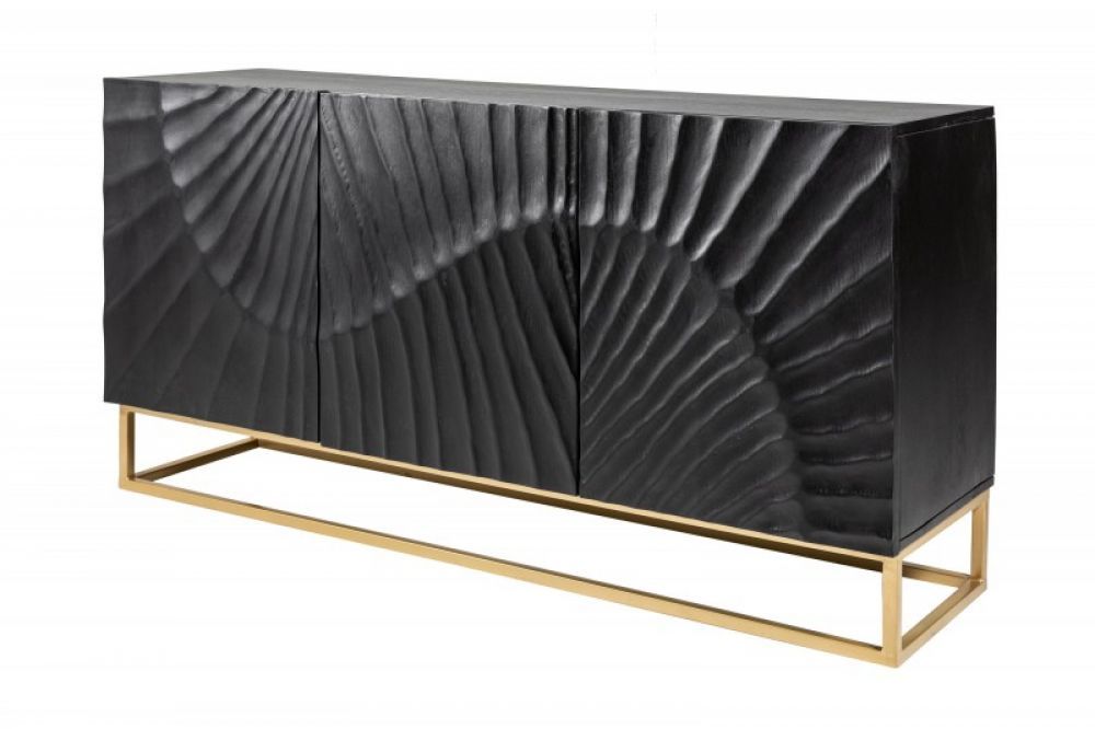 Comoda din lemn masiv de mango si metal Negru/Auriu Scorpion L140xH75cm