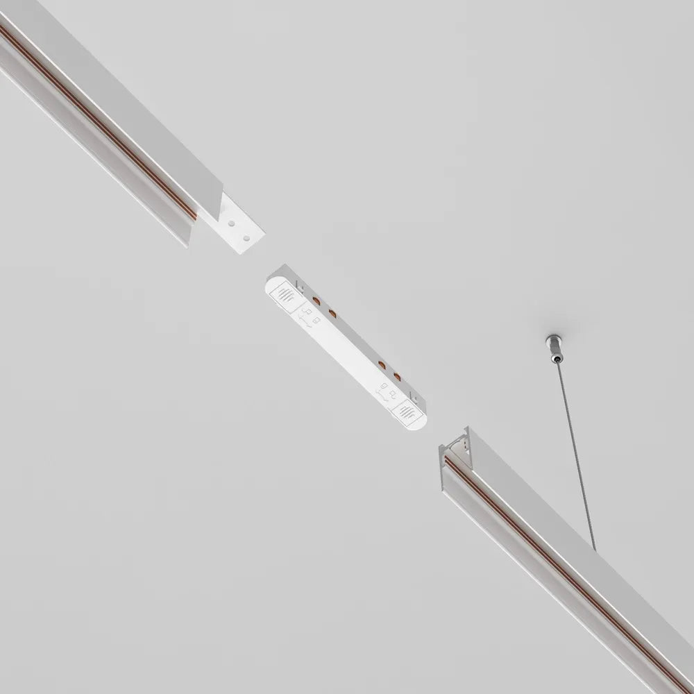 Conector alimentare drept sina magnetica din Plastic Alb L14xH2cm Accessories for tracks Exility