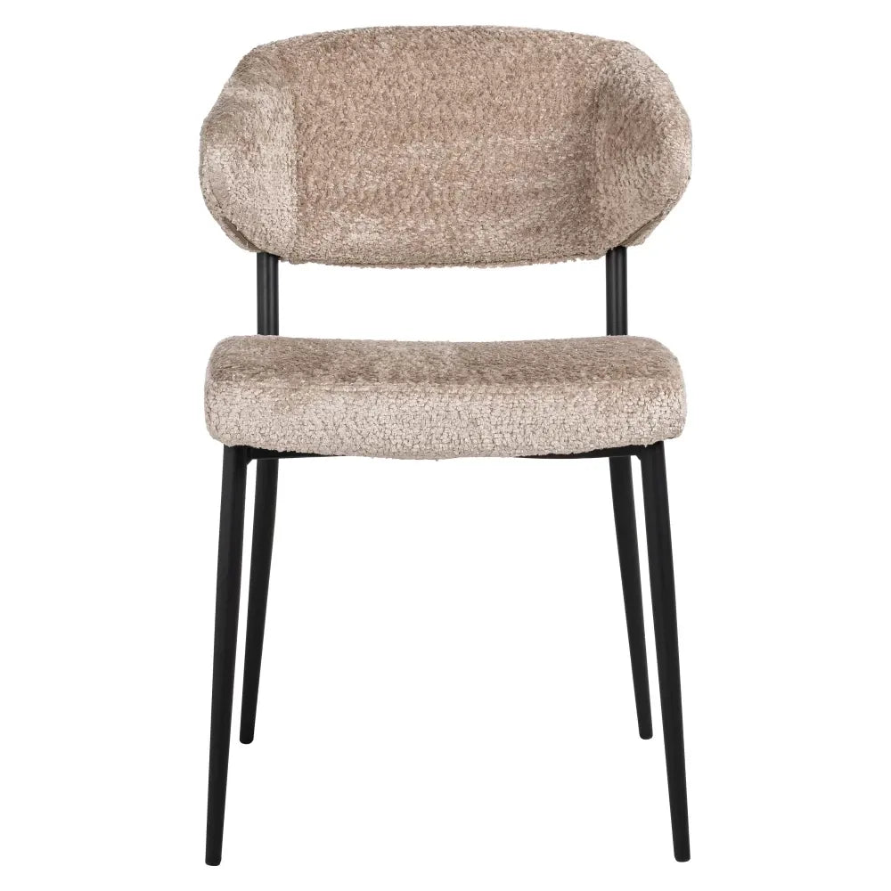 Set 2 scaune tapitat cu Blanita artificiala Bej cu picioare din Metal Negru H82xL53xA56cm Bea Richmond Interiors
