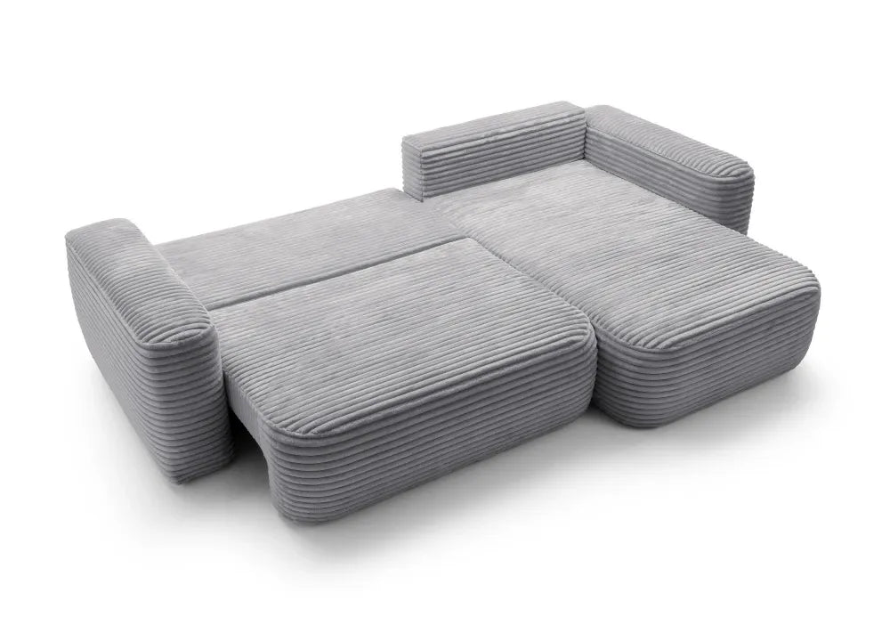 Coltar extensibil tapitat cu Corduroy Negru cu lada depozitare Billy