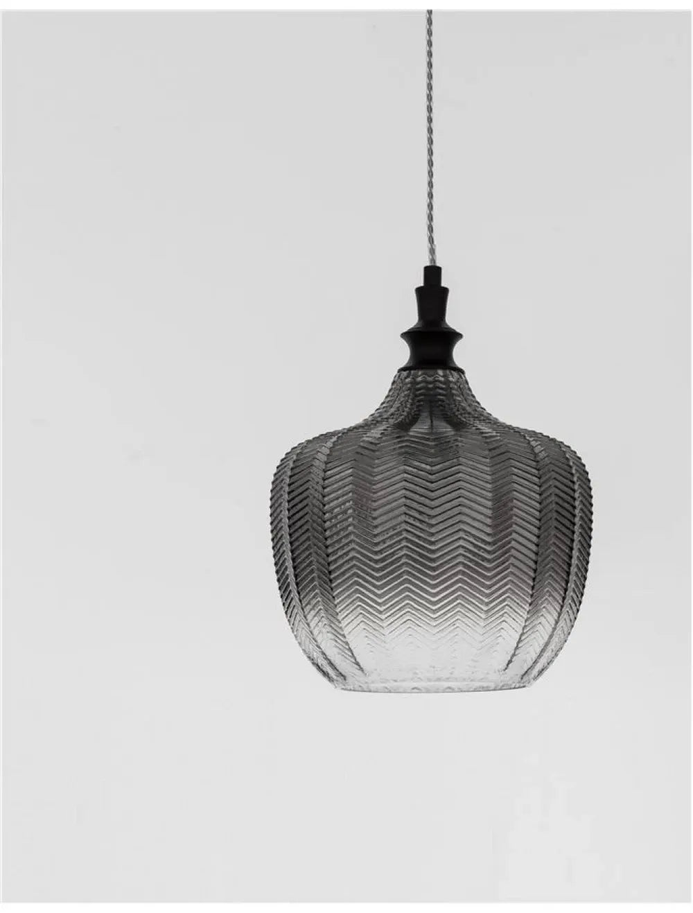 Pendul structura din Metal Negru si abajur din Sticla Fumuriu H120xL24cm IP20 LONI