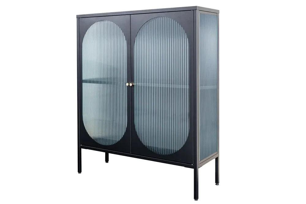 Dulap din Metal Negru si Metal/Sticla securizata Negru/Transparent L90xH110cm PARIS