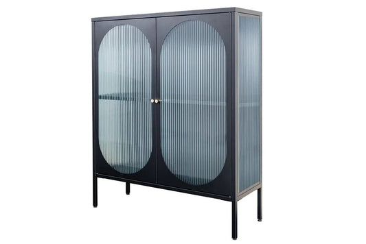 Dulap din Metal Negru si Metal/Sticla securizata Negru/Transparent L90xH110cm PARIS