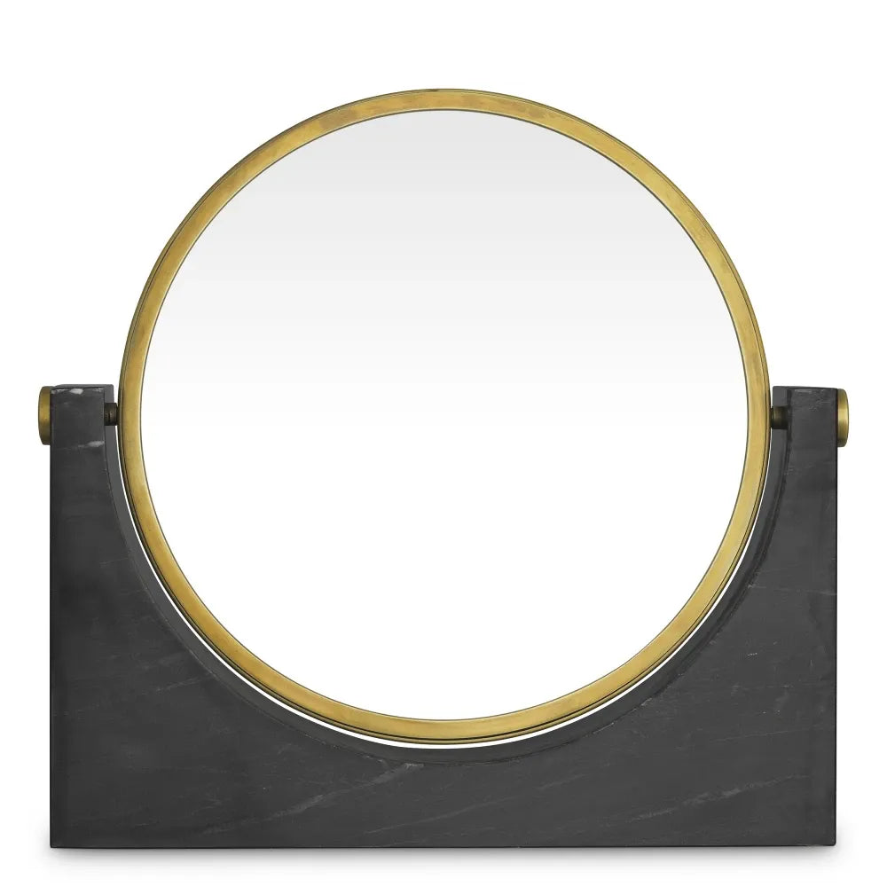 Oglinda de masa din Metal/Marmura Alama/Negru L51.5xH48.5cm Vivaldi Eichholtz