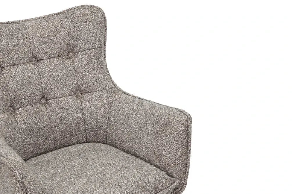 Set 2 scaune rotative tapitat cu Stofa Gri taupe si picioare din Lemn de stejar Maro H94xL58xA64cm THOR