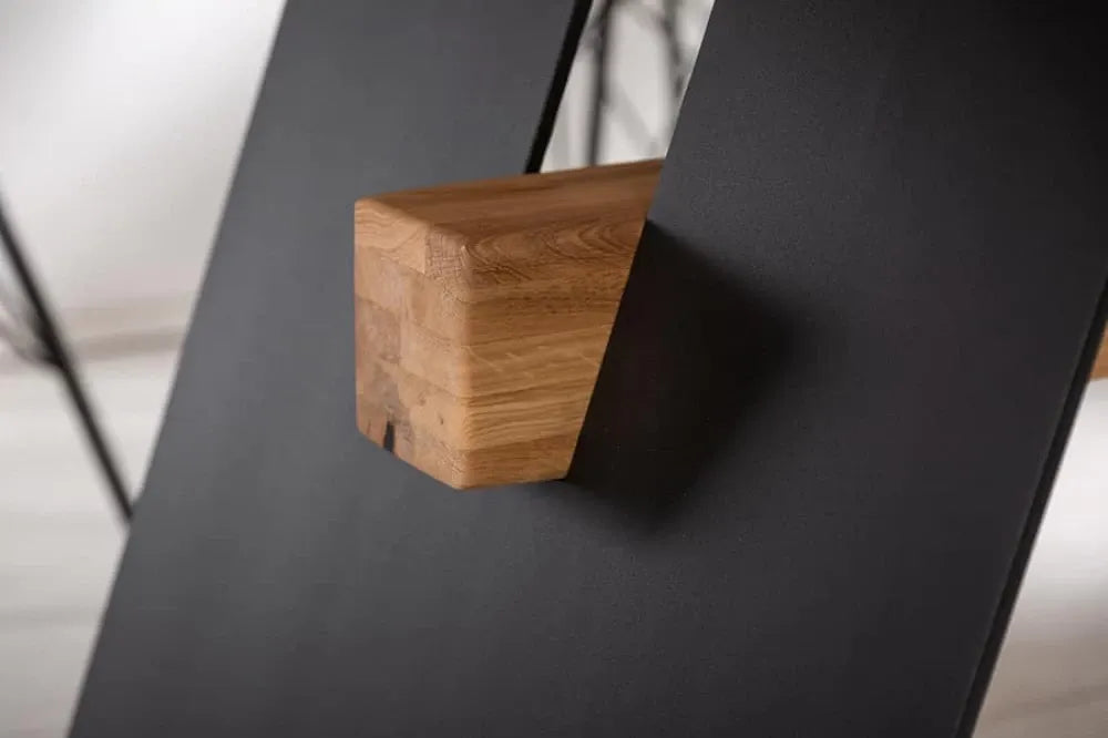 Masa din Lemn de stejar Maro si Metal Negru L200xH76cm Grand oak