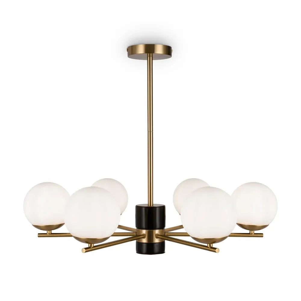 Lustra din Metal si Sticla Alama/Alb H56xD67cm 60W Marble