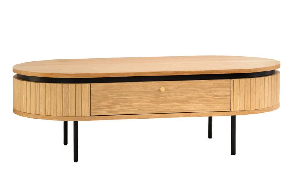 Masuta de cafea din MDF/Furnir de stejar Maro si Metal Negru L120xH40cm ATELIER