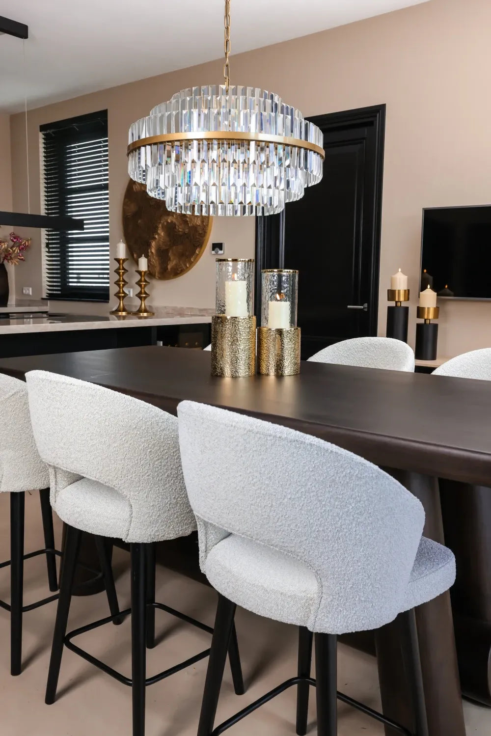 Candelabru din Sticla/Metal Transparent/Auriu L80xH40cm Desire