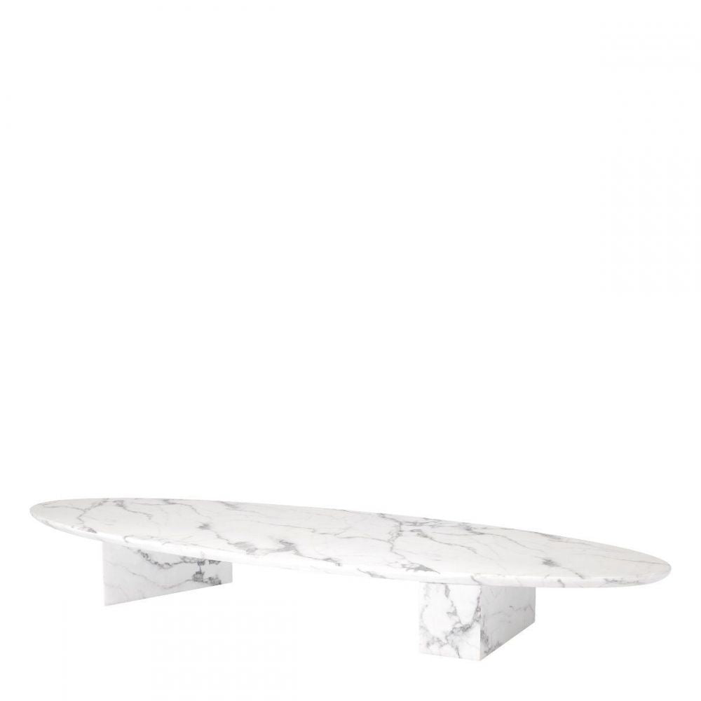 Masuta de cafea Ovala din Marmura artificiala Alb L240xH29cm Aurore