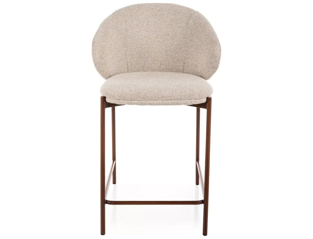 Scaun de insula din Stofa Bej deschis si Metal Maro H90xL54xA56cm Kioto