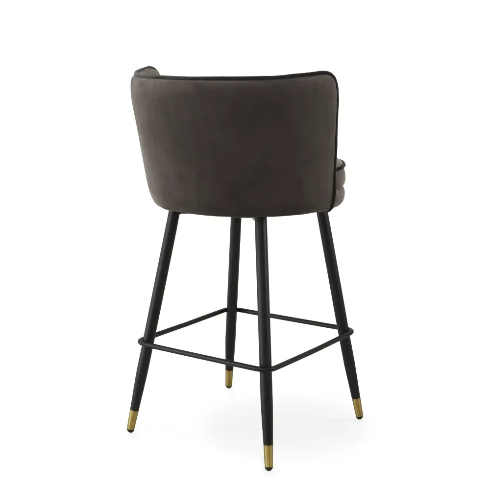 Scaun de insula rotativ tapitat cu Catifea Gri L53xA48xH91cm Grena Eichholtz