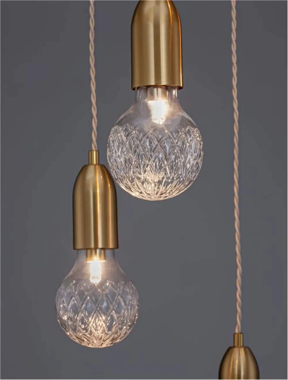 Lustra structura din Metal Alama si abajur din Sticla Transparent H150xL40cm IP20 VEDA