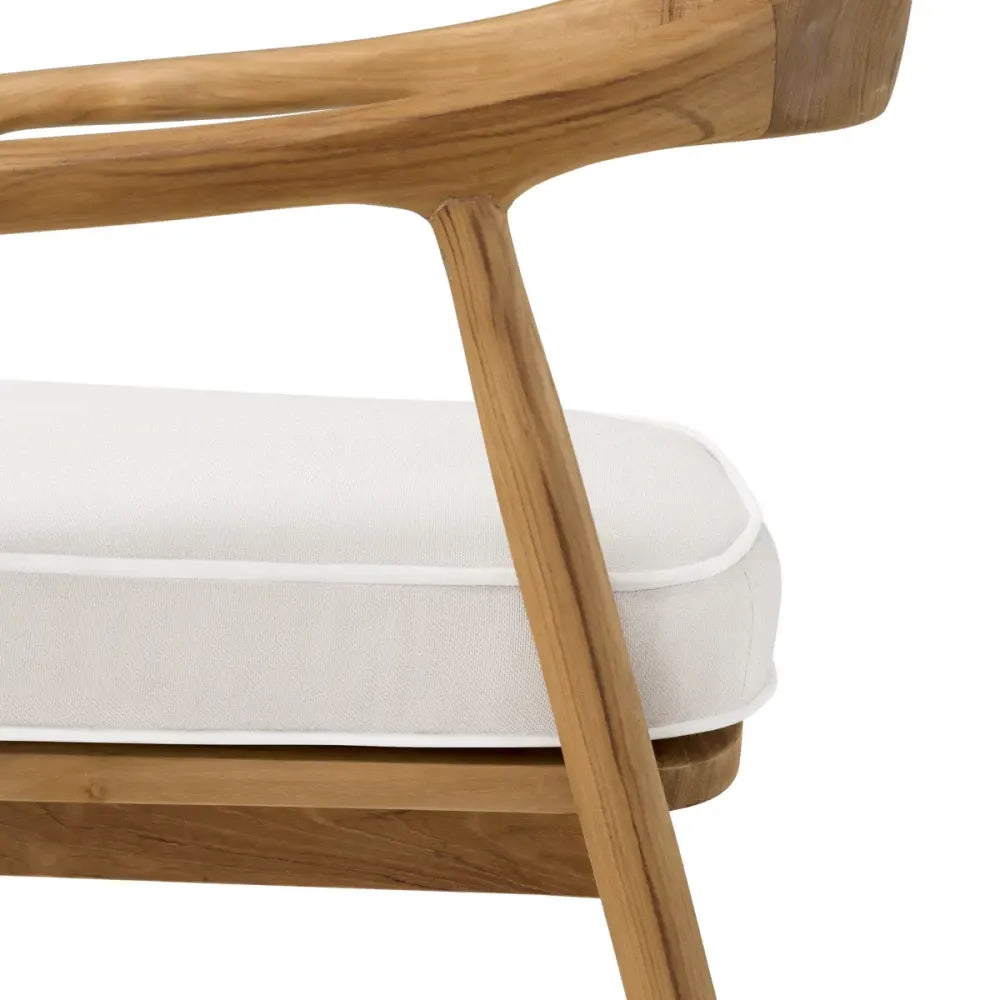 Scaun de exterior din Lemn de tec Maro si Stofa Alb H77.5xL58xA56cm Beale Eichholtz